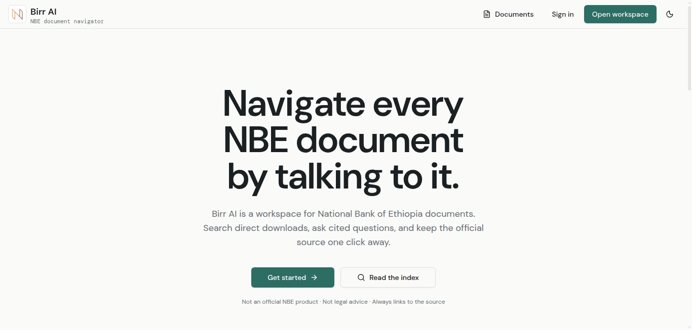 Birr AI / NBE Navigator screenshot